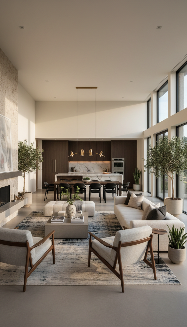 Beautifully staged luxury home interior with natural light